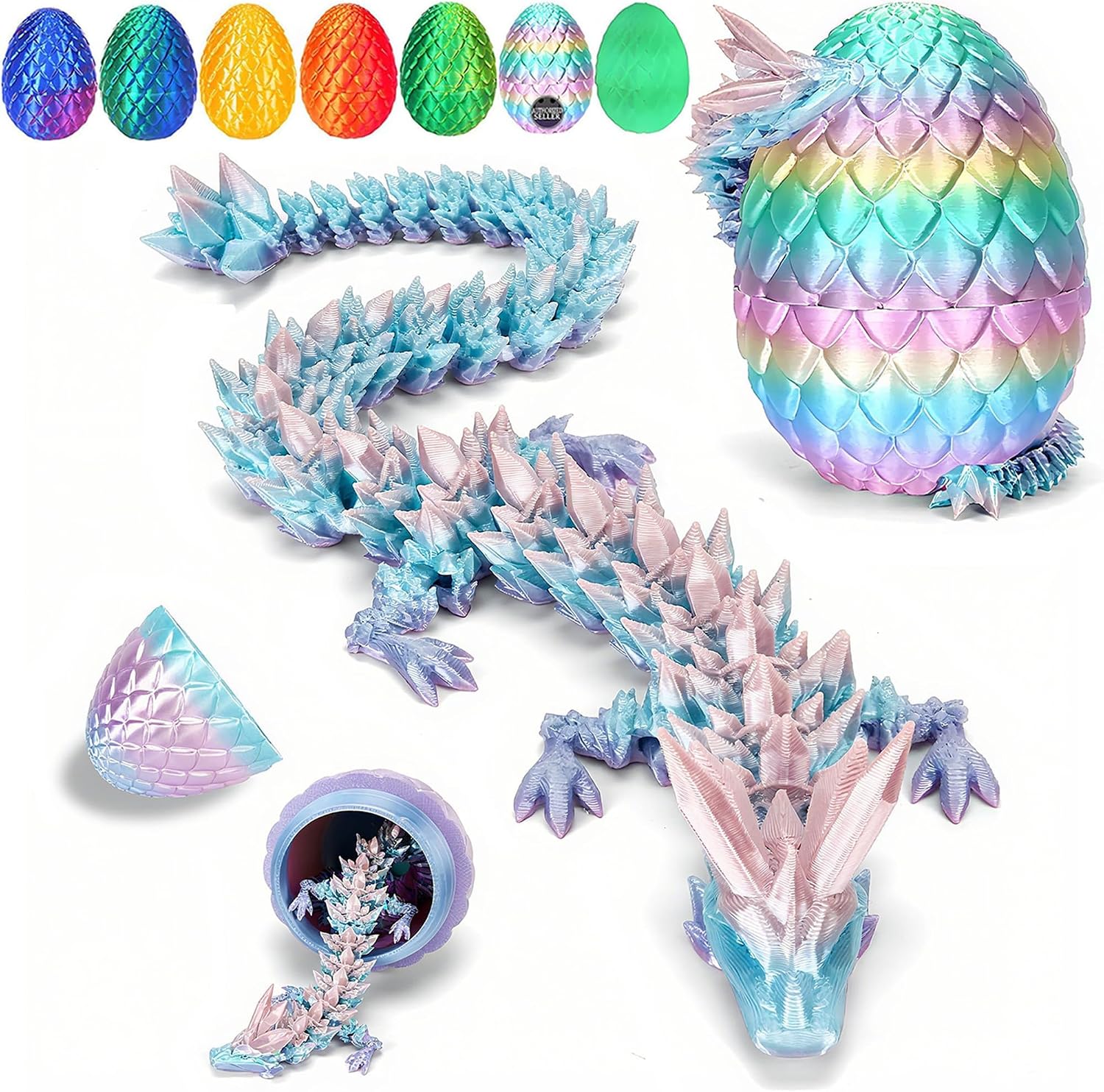 Detalle de YILCER 12" 3D Printed Dragon Egg Fidget Toy (Rainbow Color PLA) — 12-inch