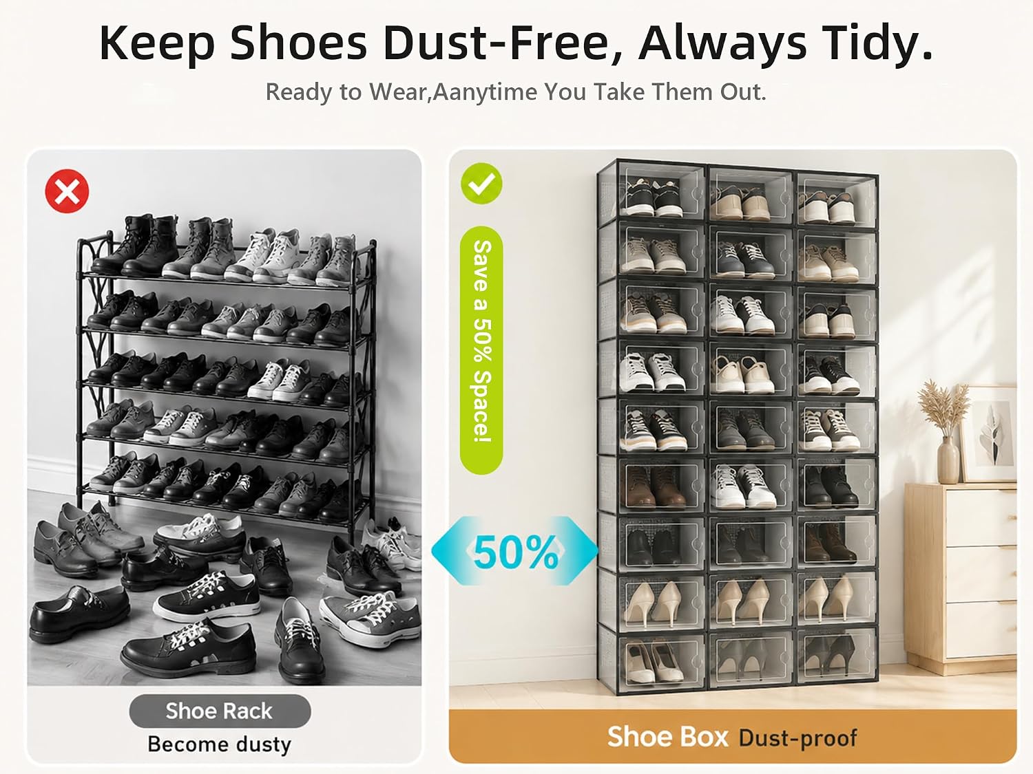 Thumbnail 4 de Kuject X-Large Shoe Storage Boxes 12-pack