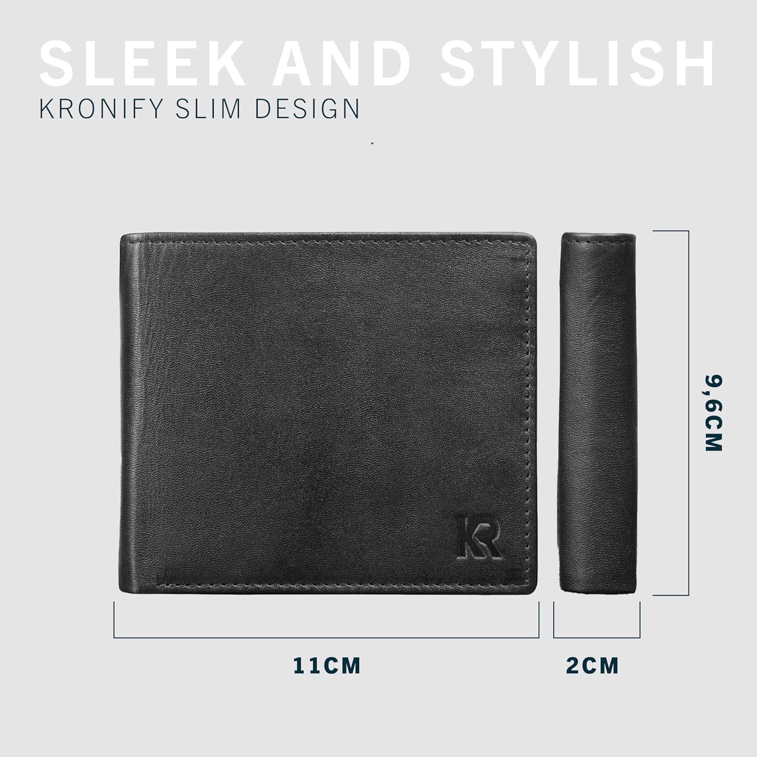 Detalle de KRONIFY Geldbörse aus Leder Herren, RFID Schutz, 13 Fächer 👛
