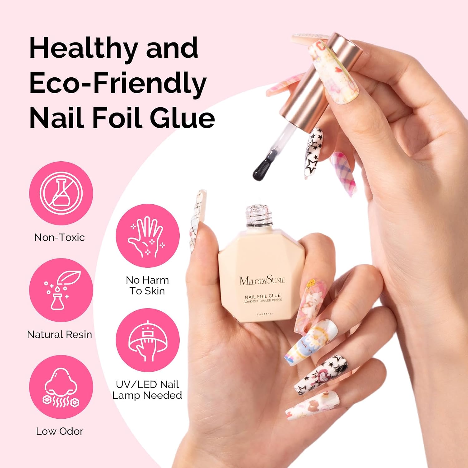 Detalle de MelodySusie Nail Foil Glue Gel 15ML: Soak-Off Adhesive for Foil Transfer