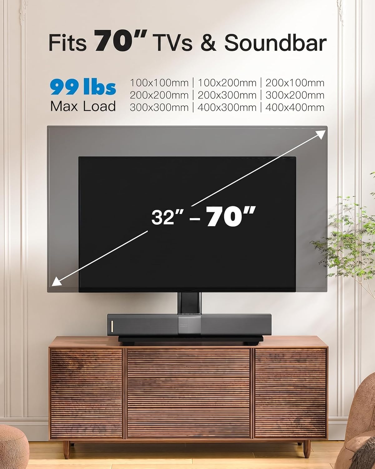 Thumbnail 1 de PERLESMITH Universal TV Stand Legs PSTVS04-N1 for 32–60 inch TVs