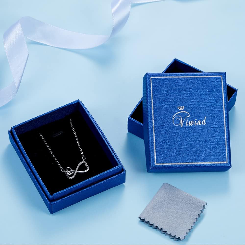 Detalle 1 de Viwind Damen Halskette aus 925 Sterling Silber mit Infinity- und Herz-Anhänger