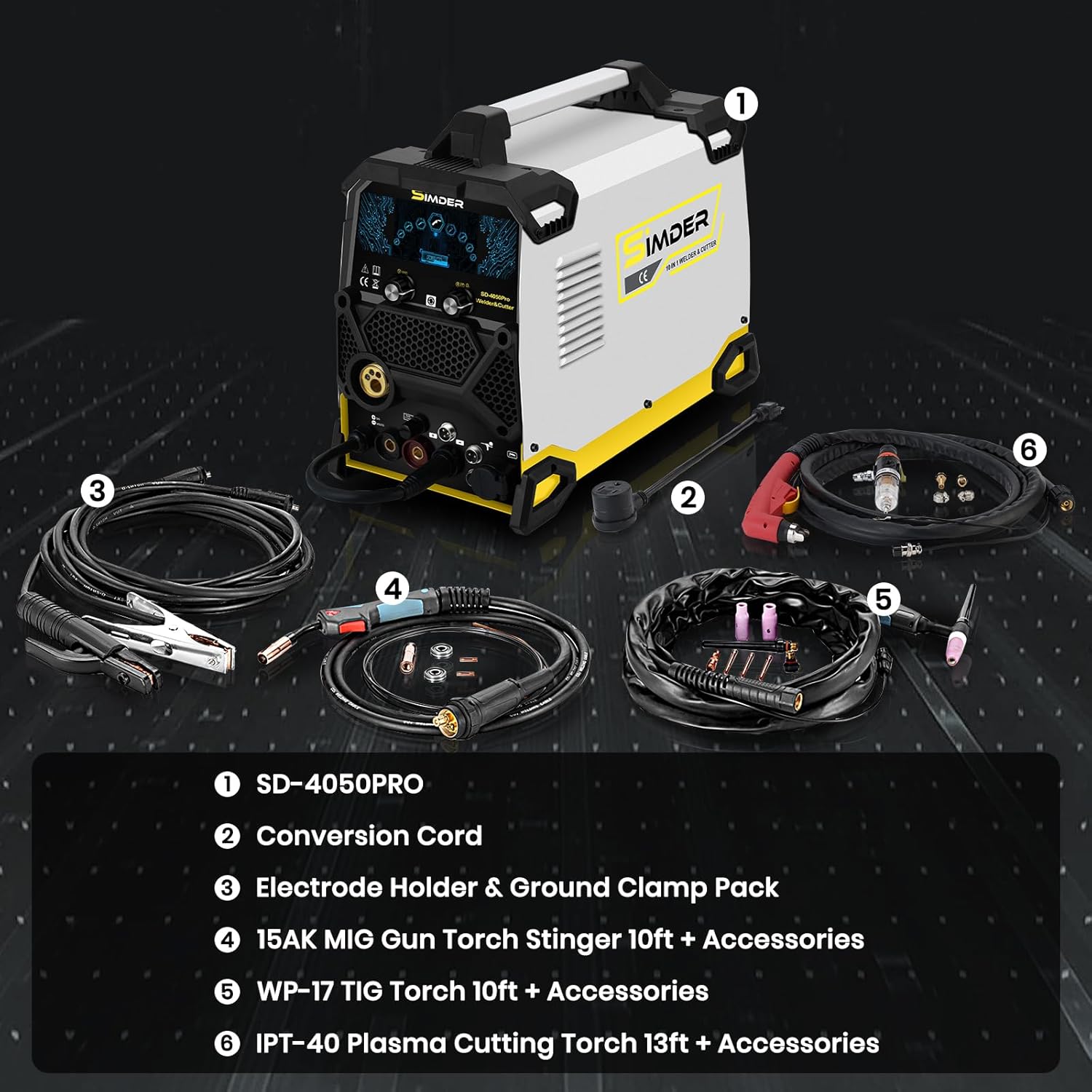 Detalle de SSIMDER 200A 10-in-1 Multi-Process MIG Welder 220V (MIG, HF TIG, Stick & Plasma Cutting)