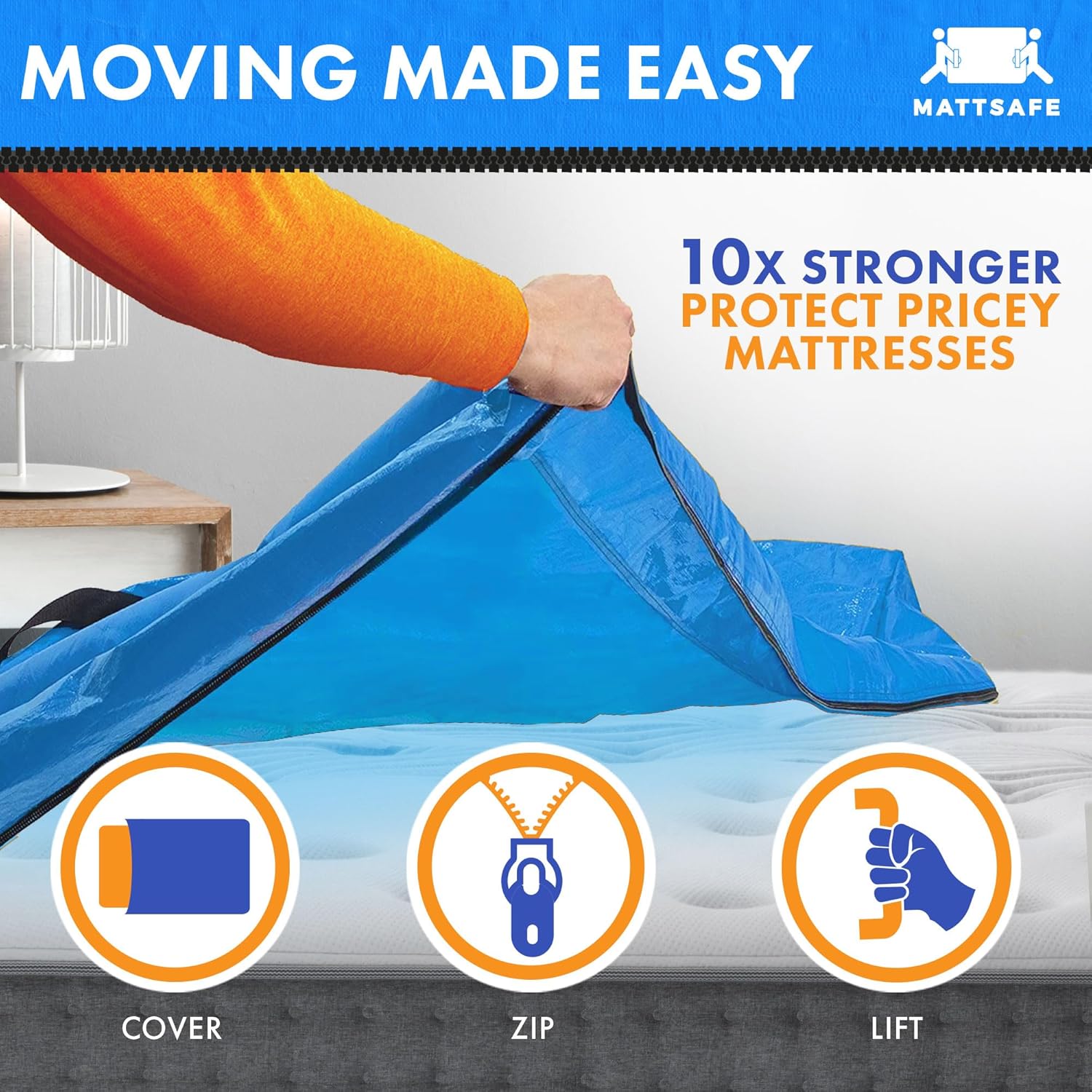 Detalle 2 de Nordic Elk Mattress Bags Queen 8-Handle Moving Cover