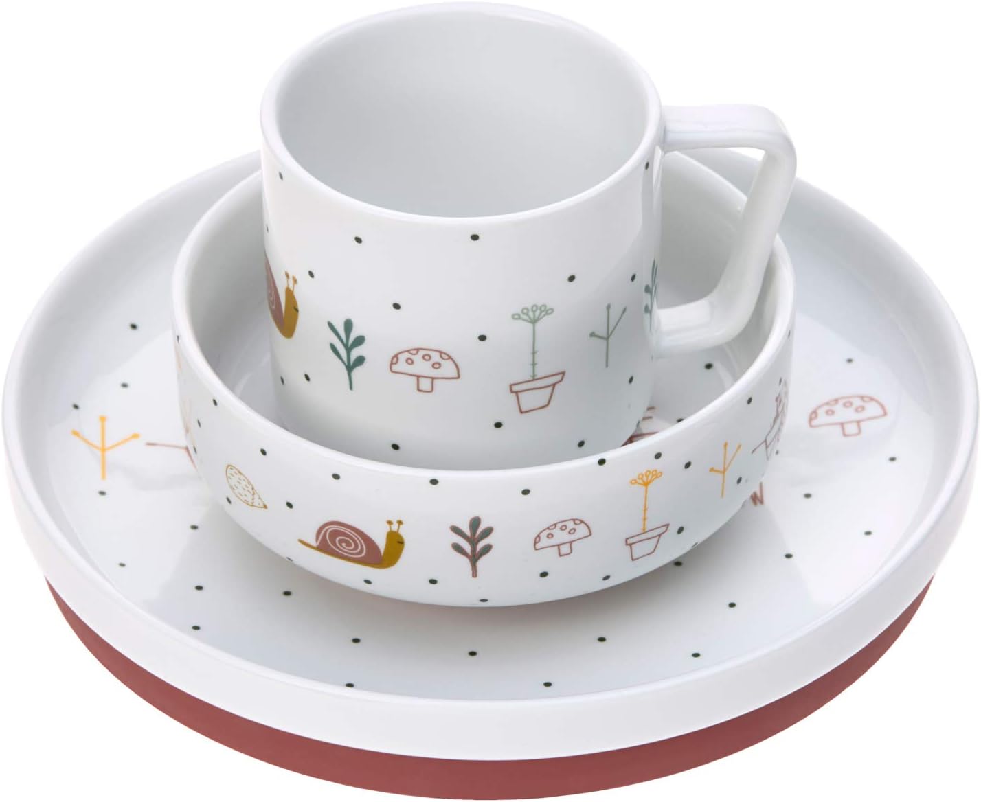 Thumbnail 5 de LÄSSIG Happy Fruits Kindergeschirr-Set aus Porzellan (Teller, Schüssel & Tasse) mit Silikonring