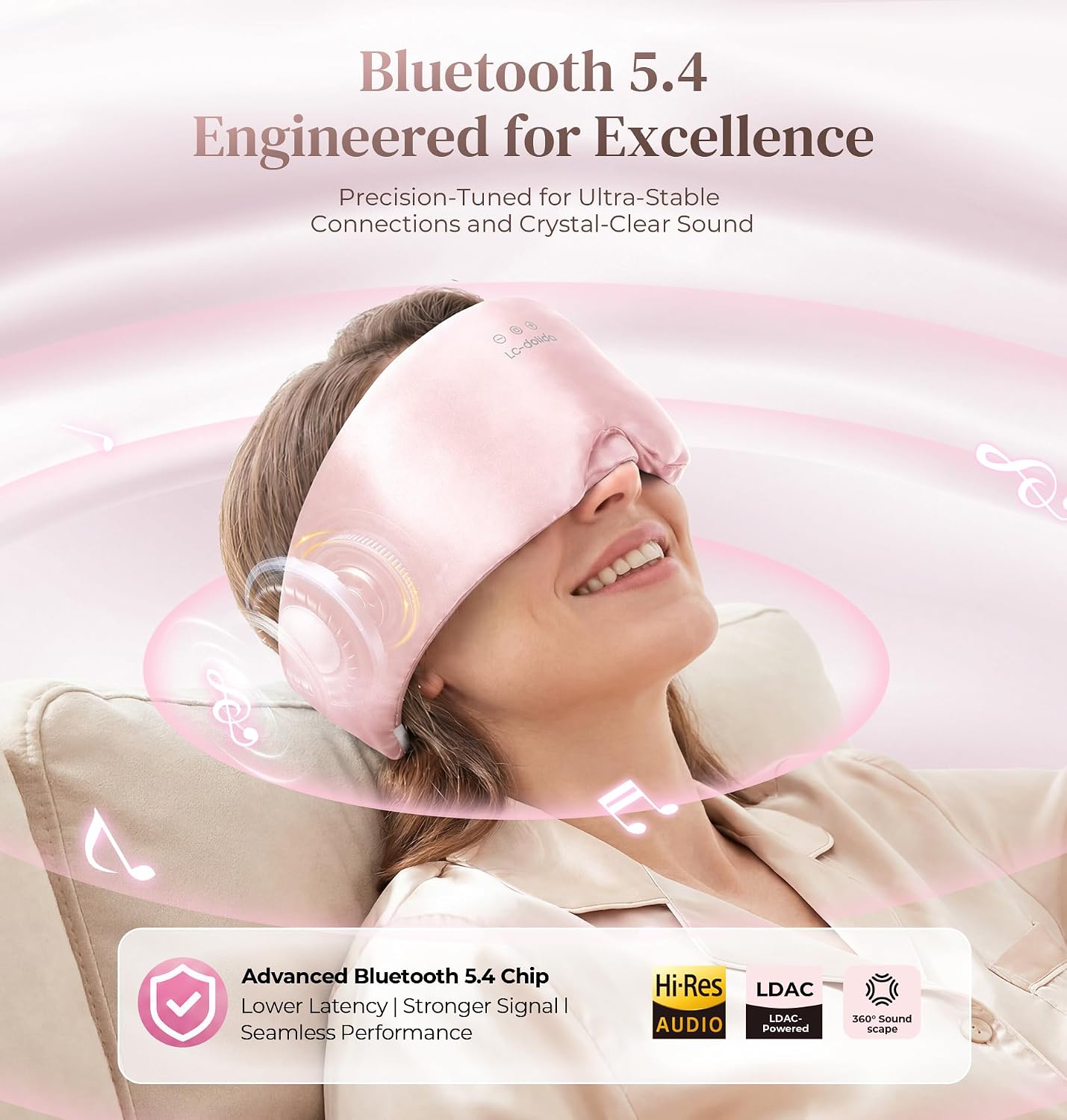 Detalle de LC-dolida Bluetooth sleep mask, mulberry silk
