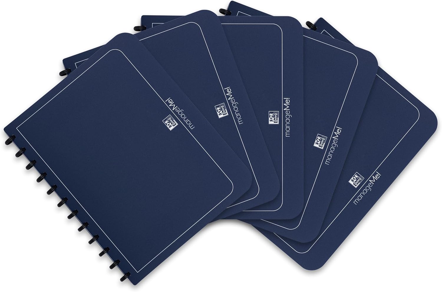 Oxford Ring-Mappe A4 manageMe mit Vario-Zipp und 25 glasklaren Hüllen (5er-Set), dunkelblau