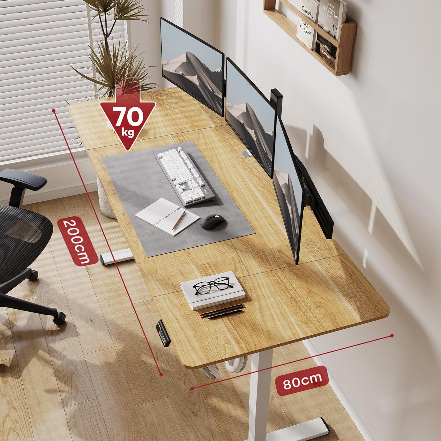 Thumbnail 2 de SANODESK Bureau Assis Debout Électrique réglable en hauteur 200x80 cm avec fonction mémoire