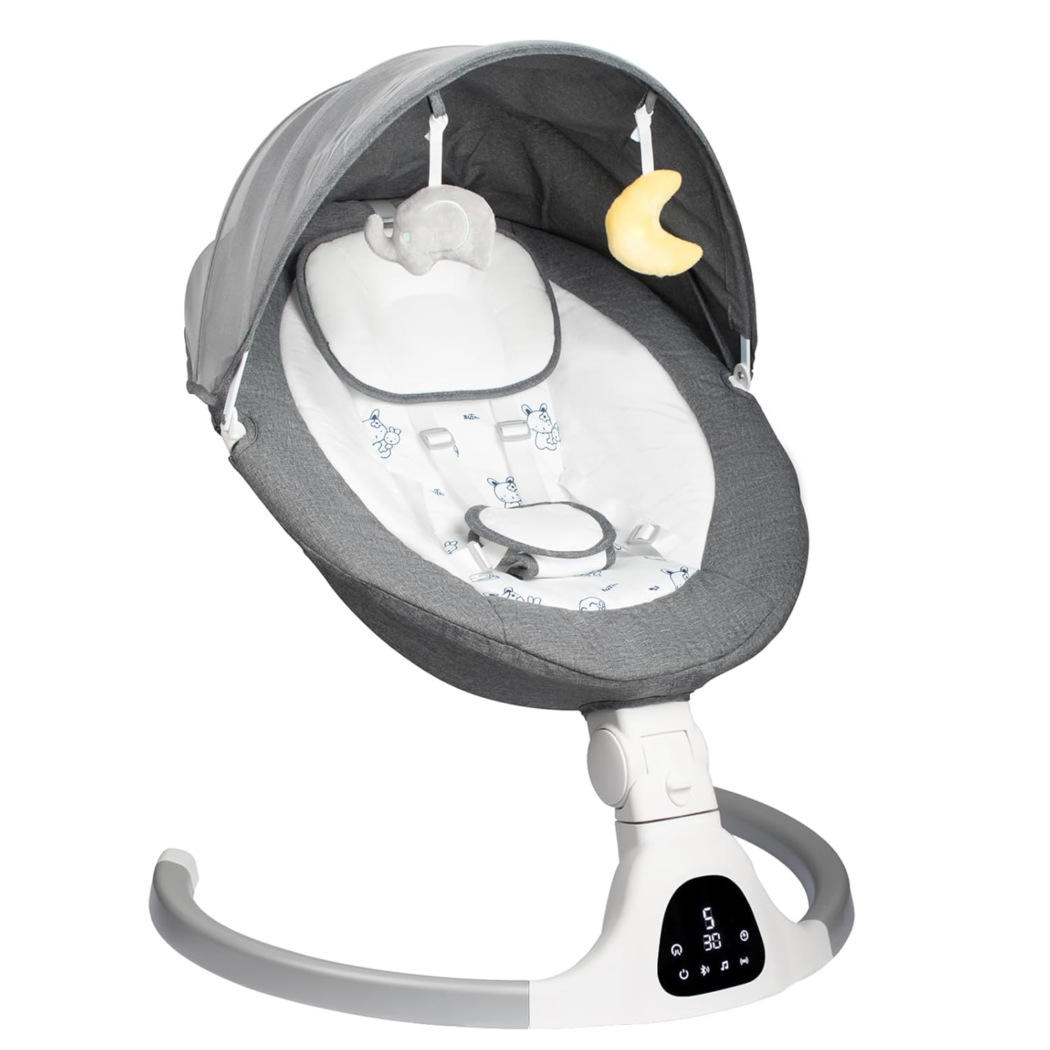 Detalle de JFOVMCYG Electric Baby Swing, 5 Speeds, Bluetooth Music and Timer, Gray