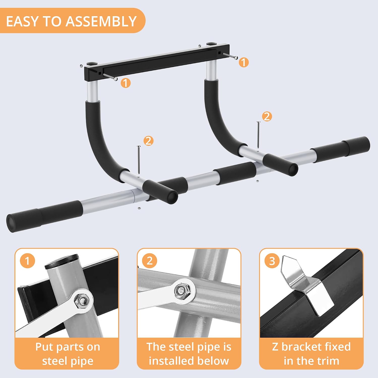 Thumbnail 6 de MOMODA wb01 Doorway Pull-Up Bar, Alloy Steel, Three Grip Positions, 440 lb Capacity