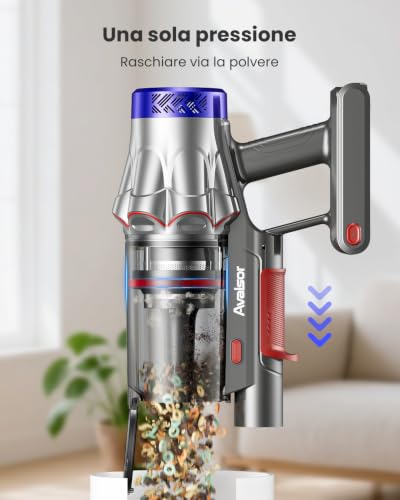 Detalle de Aspirapolvere Senza Fili Avalsor 50KPa 650W - Autoposto, 65 Min di Autonomia, LED e Antigroviglio