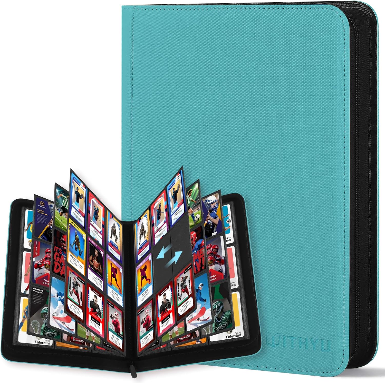 Detalle de WITHYU 9 Album Collezionista per Carte – Capacità 540, Impermeabile e Anti-Graffio, Inserimento Laterale, Acquamarina
