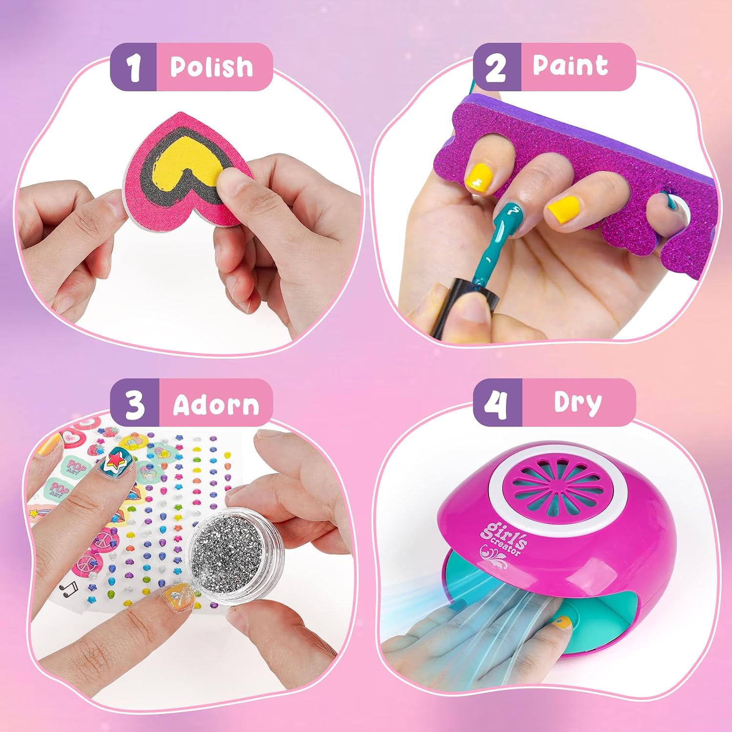 Detalle 2 de Dreamon Kids Foot Spa & Nail Kit with Bubbles, Music, and Nail Dryer