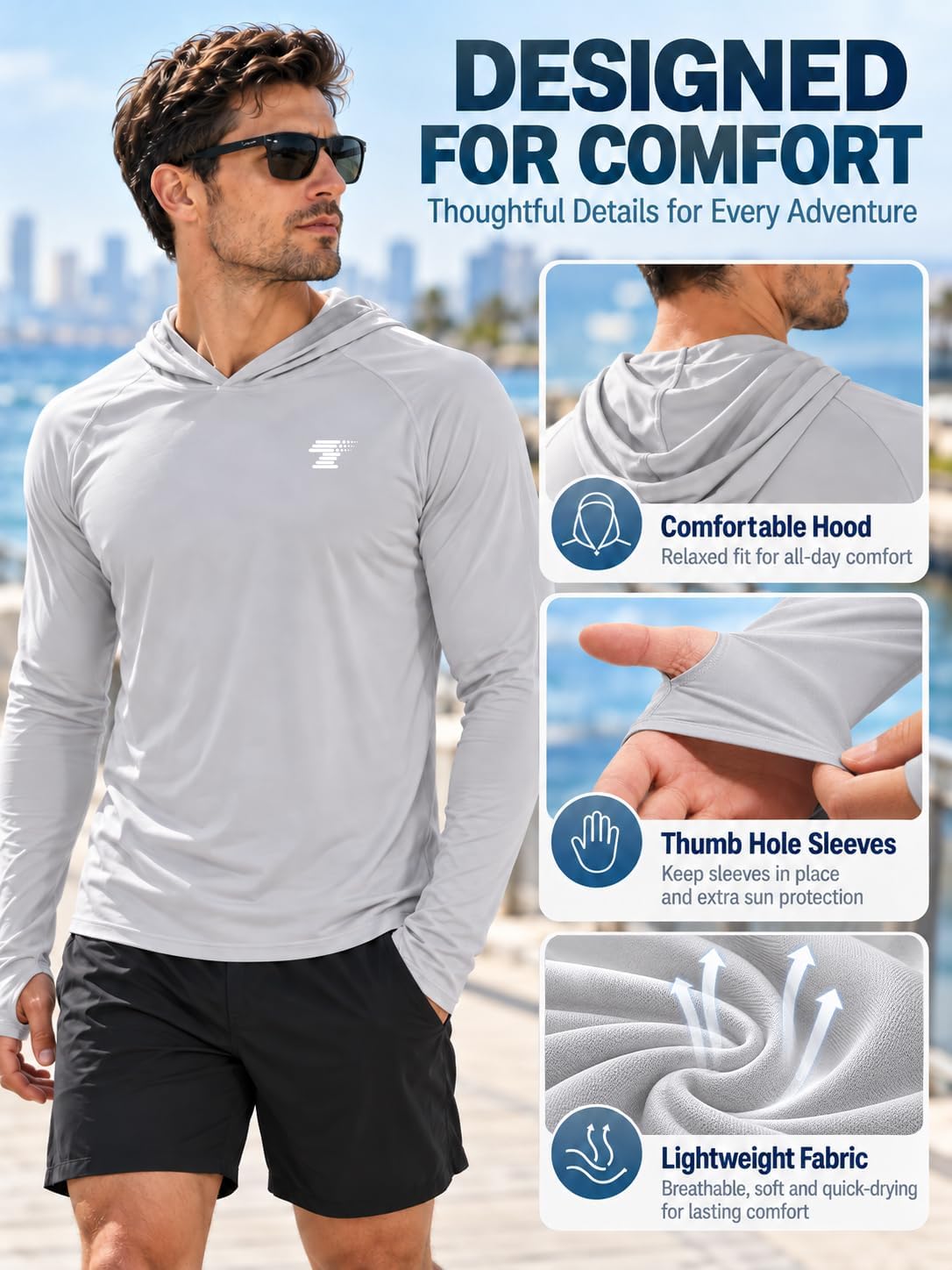 Thumbnail 6 de TELALEO 3-Pack Men’s UPF 50+ Sun Protection Lightweight Hoodie