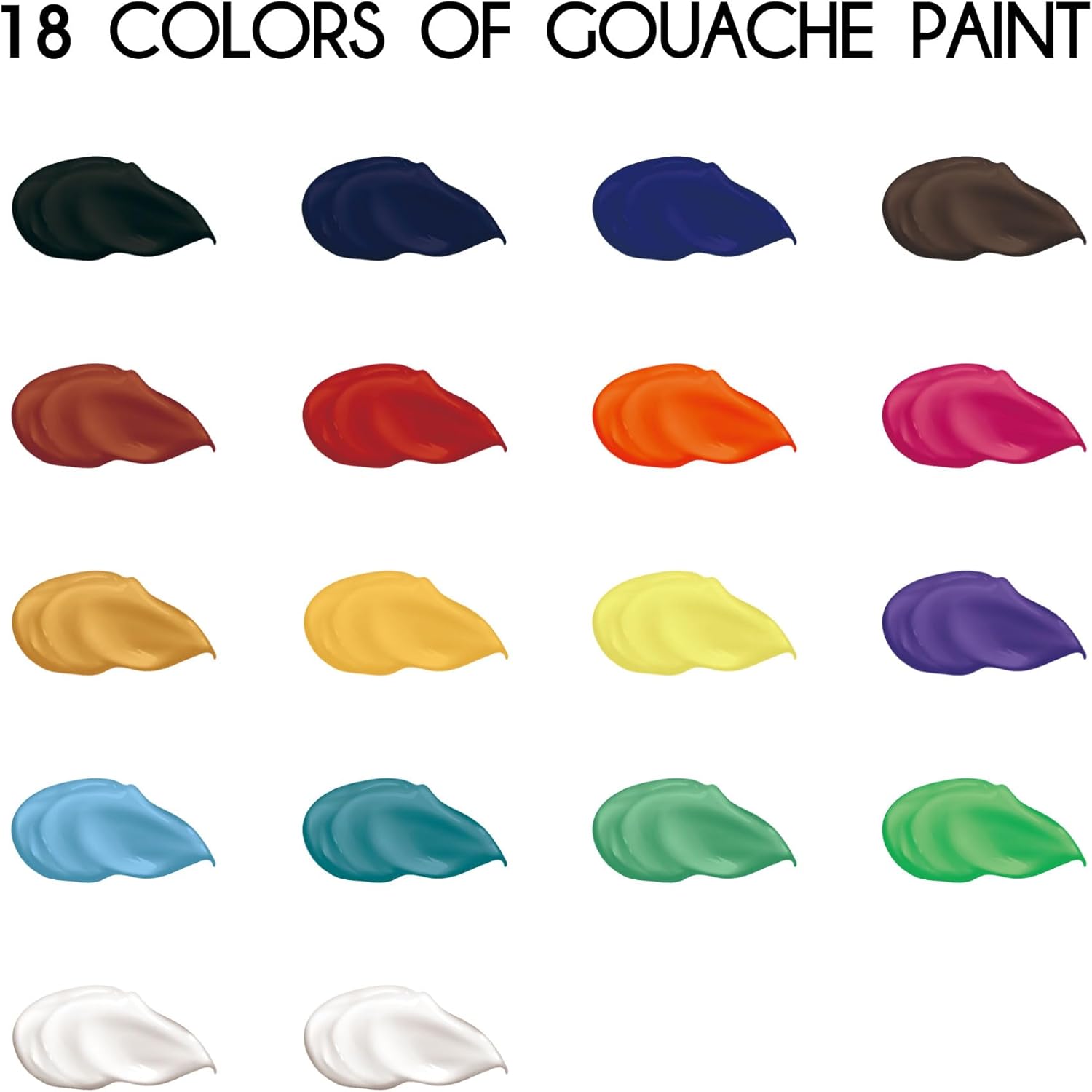Thumbnail 1 de HIMI Gouache Kit 18 Couleurs 30 ml – Non Toxique, Étui Portable et Tasse Gelée