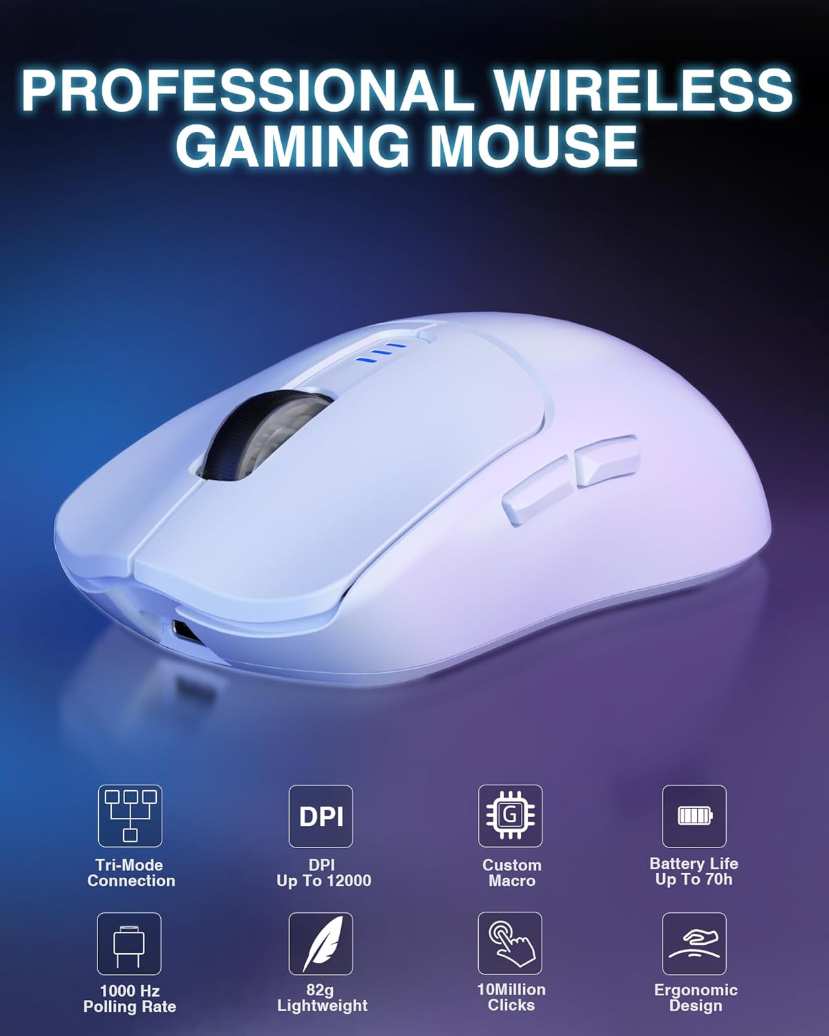 Detalle de AULA SC580 Wireless Gaming Mouse: a lightweight, tri-mode choice for multi-device gaming
