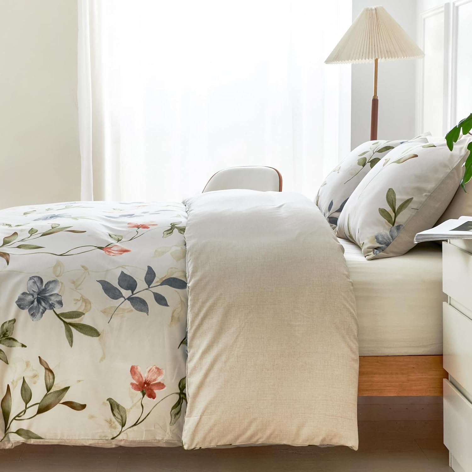 Thumbnail 2 de Lekesky King Size Duvet Cover Set with Botanical Print