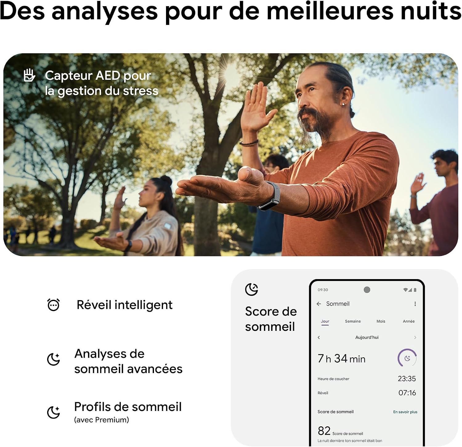 Detalle de Fitbit Charge 6 Bracelet d'activité avec Google Health Premium inclus – Noir Volcanique/Aluminium Noir
