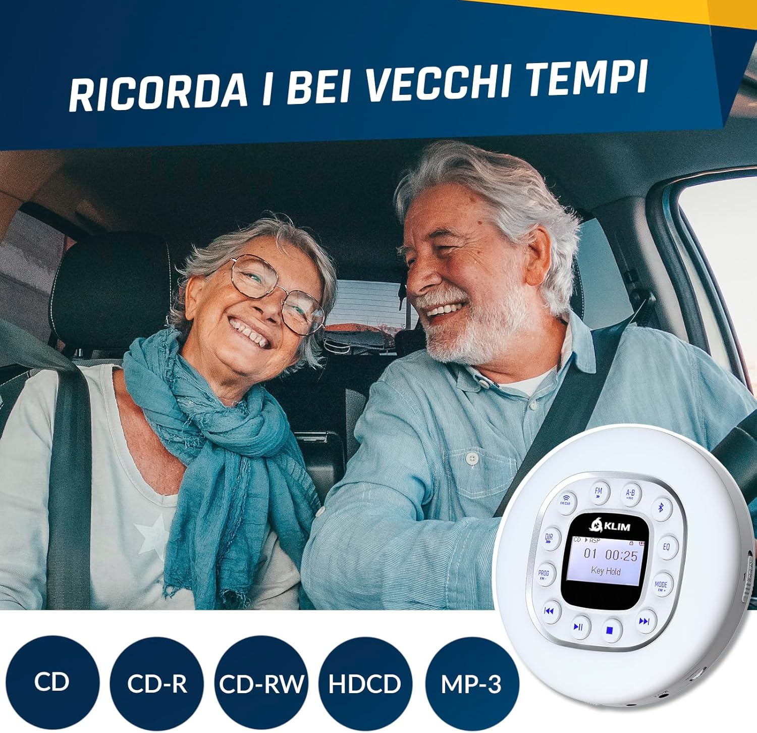 Thumbnail 6 de KLIM Journey lettore CD HiFi portatile con Bluetooth per auto, FM e slot scheda SD (bianco) – con cuffie incluse