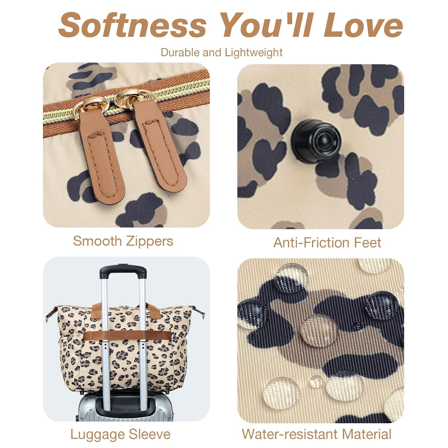 Detalle de Tonyeee Wickeltasche mit Schnullertasche, Wickelunterlage und isolierten Fächern – multifunktionaler Wickelrucksack (Leopard)