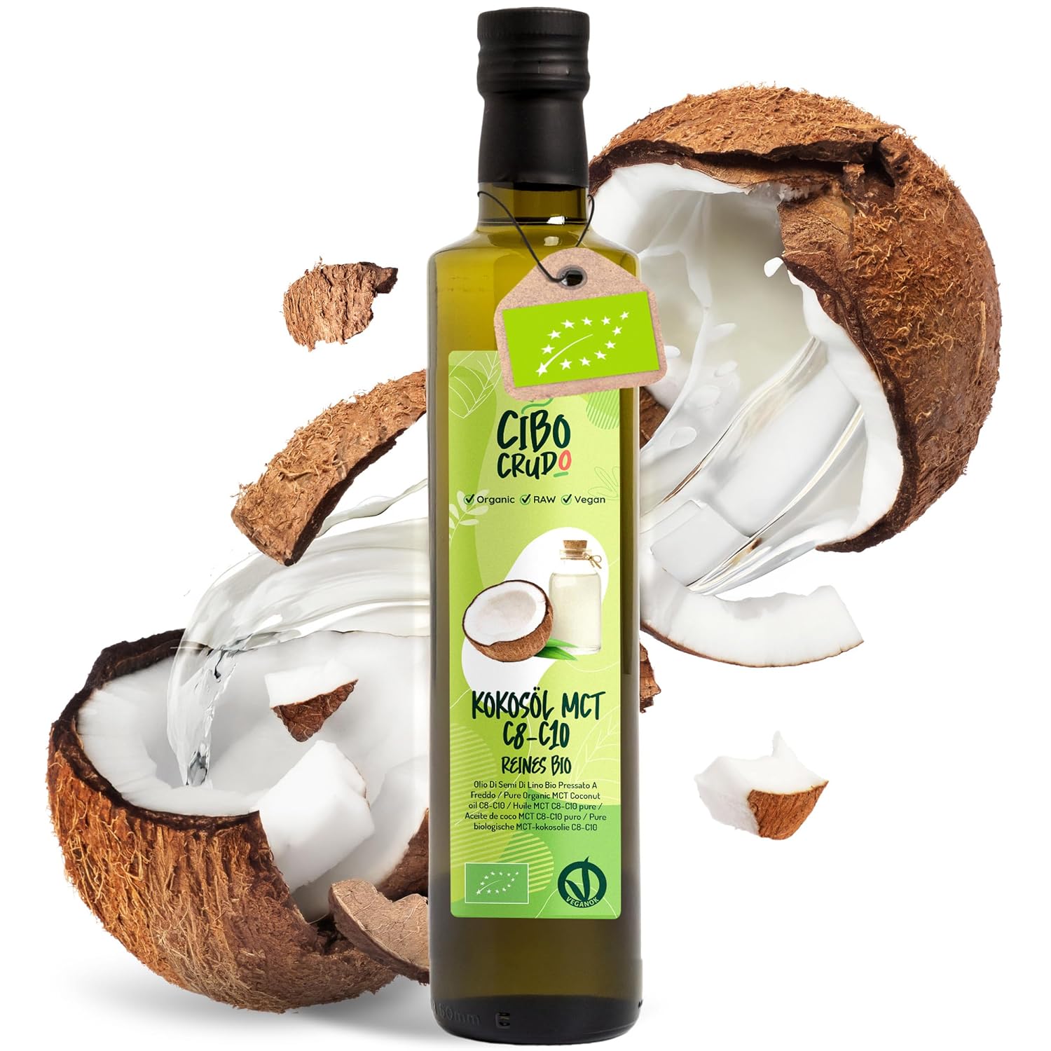 MCT Öl Bio – 500ml, kaltgepresst aus Kokosnuss, C8/C10, vegan & glutenfrei