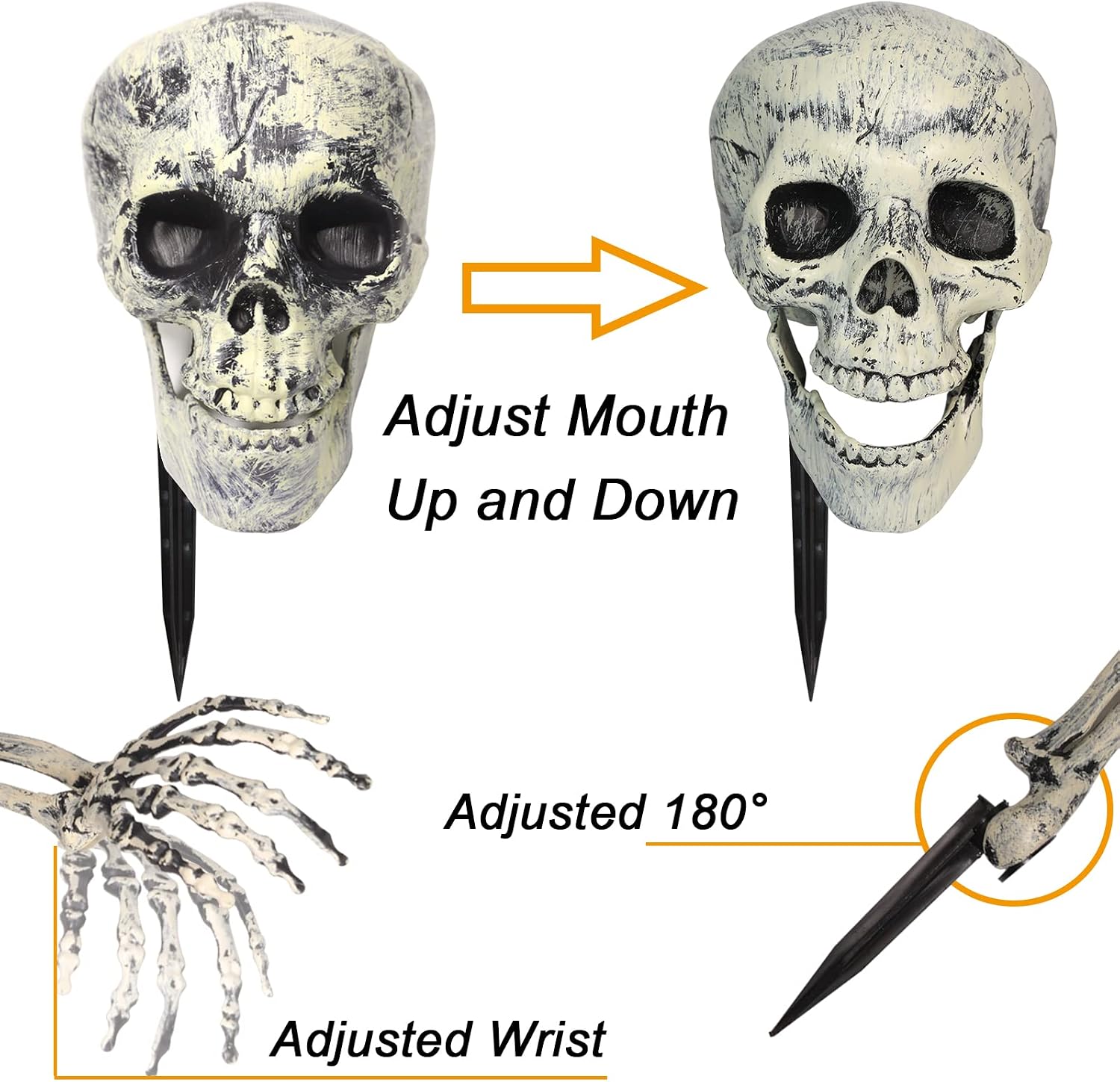 Detalle de EddHomes Skeleton Stake 5pcs Halloween Decor, Life-Size Plastic Head and Arms