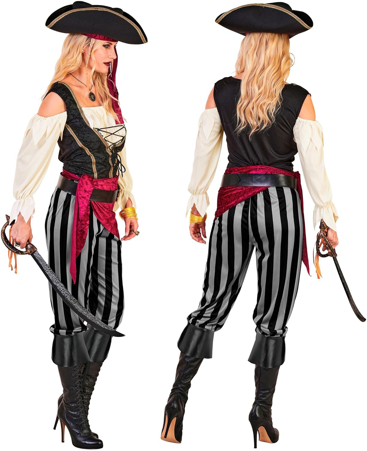 Thumbnail 3 de W WIDMANN MILANO Party Fashion Piratin Kostüm für Damen – 6-teiliges Set mit Accessoires für Halloween & Karneval