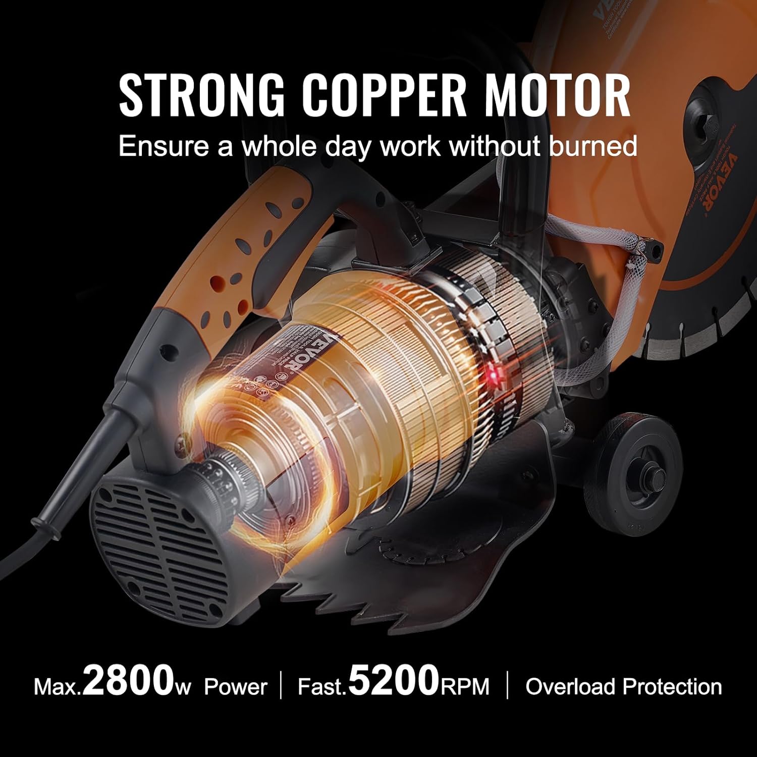 Detalle de VEVOR Elektrische Betonsäge 305 mm – Hochleistungs-Kreissäge mit 2800 W, Nass-/Trocken-Schnitt