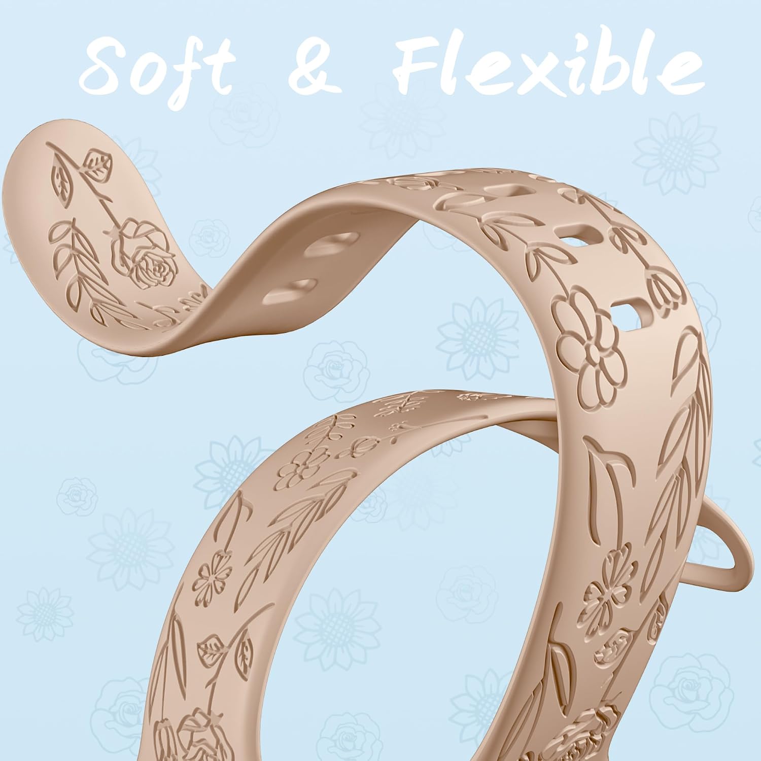 Thumbnail 4 de SNBLK 6-Pack Floral Engraved Silicone Apple Watch Bands, Sunflower & Rose