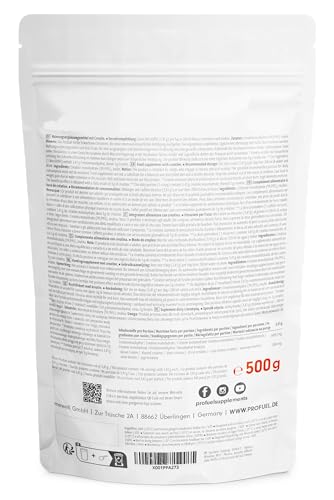 Thumbnail 5 de ProFuel Créatine Monohydrate Poudre 500g – créatine mono micronisée, vegan, dosage élevé