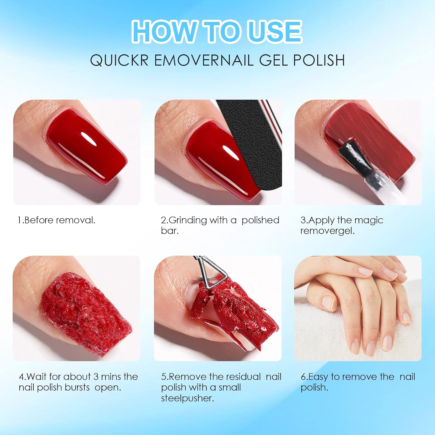 Detalle de 1 Pièces Dissolvant de Vernis à Ongles en Gel – Gel Nail Polish Remover Professionnel, Bleu