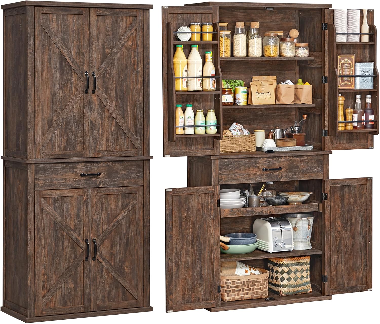 Detalle de VASAGLE Pantry Cabinet 15.8 x 31.5 x 70.3 Inches
