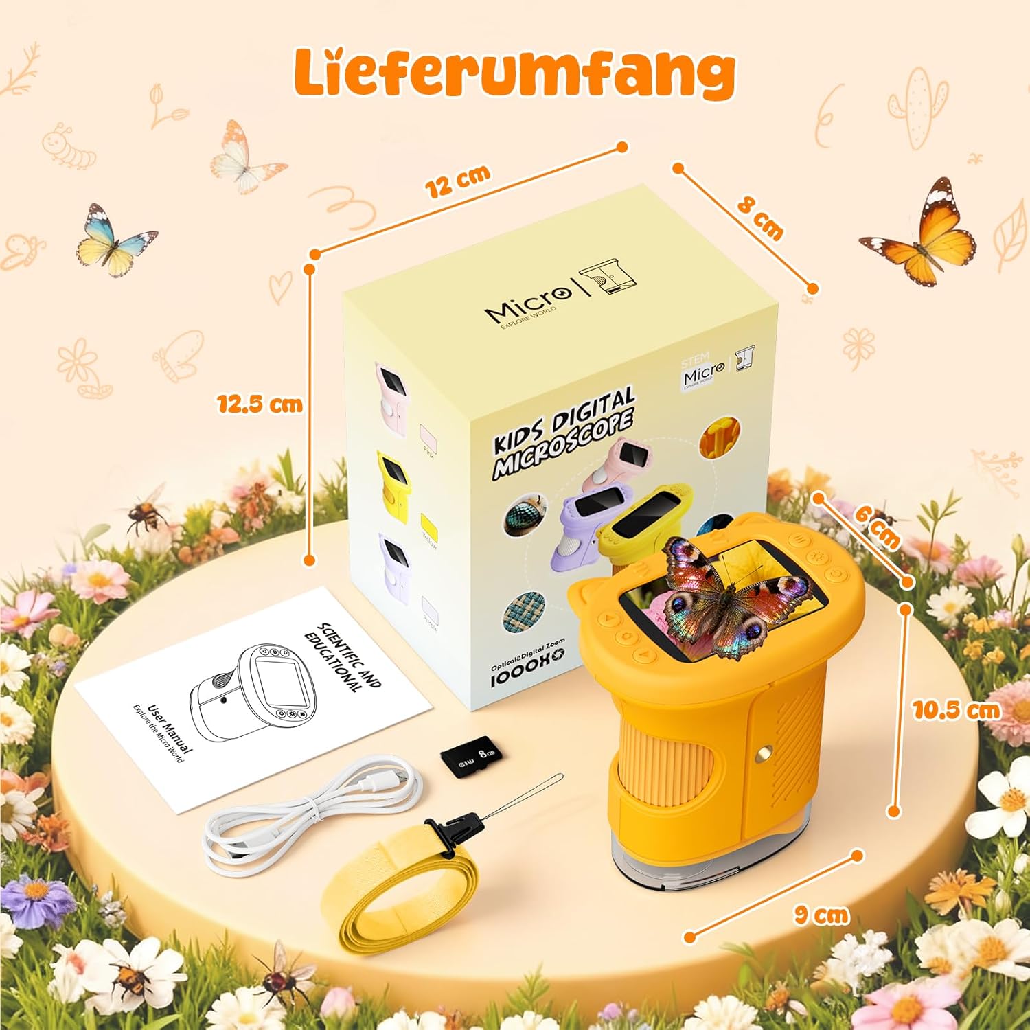 Thumbnail 5 de Yidoroye Kinder-Mikroskop mit 1000-facher Vergrößerung und 2,4" HD-Bildschirm