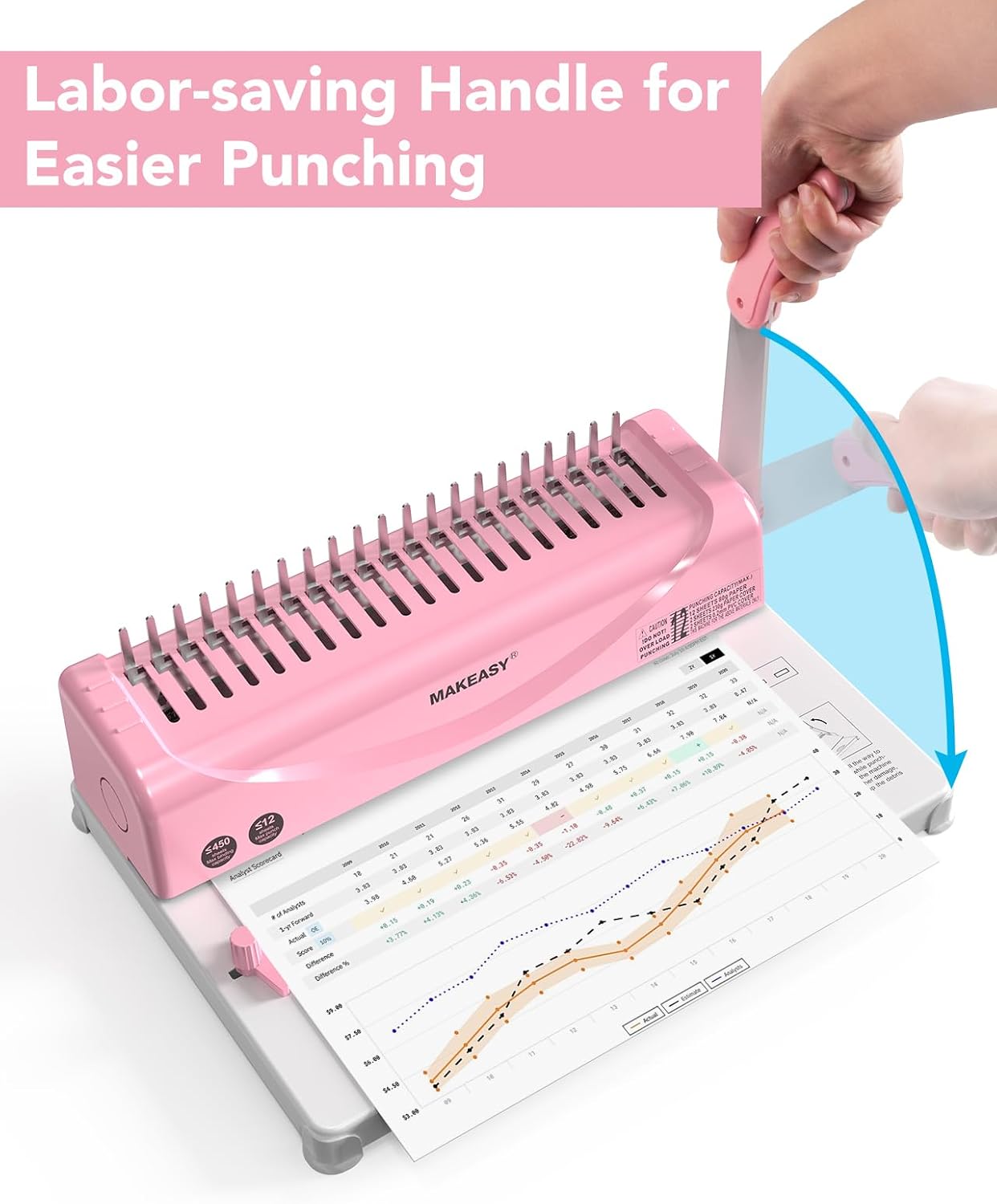 Detalle 1 de MAKEASY BM12 21-Hole Comb Binding Machine with 100 Black PVC Spines