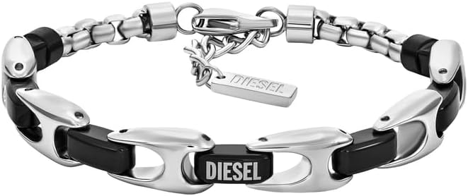 Thumbnail 4 de Diesel bracelet homme en acier inoxydable 2 tons rouge, fermoir mousqueton