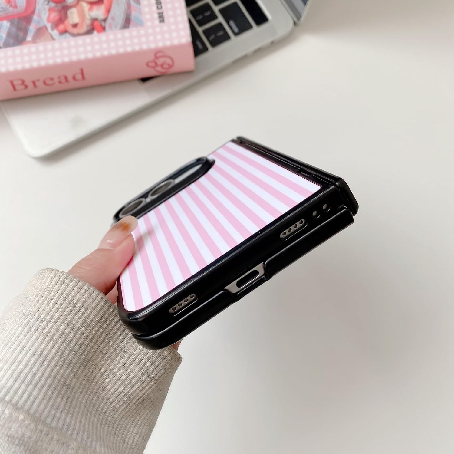 Thumbnail 6 de Longlayss iPhone Duo Case, Hot Pink Stripes, PC Shell and Spring Hinge