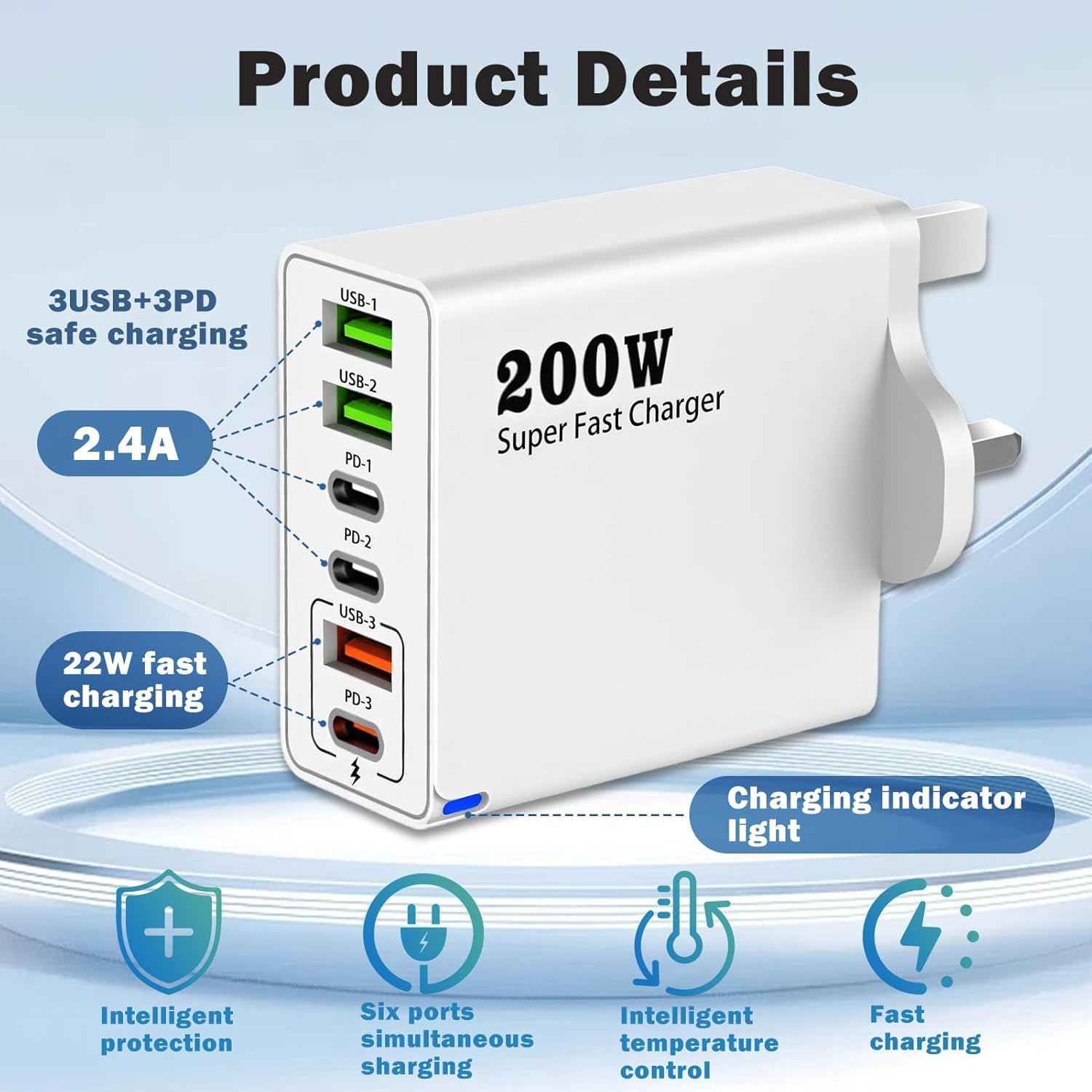 Thumbnail 2 de 200W USB-C Charging Station with 6 Ports: A practical hub for mixed-device daily charging