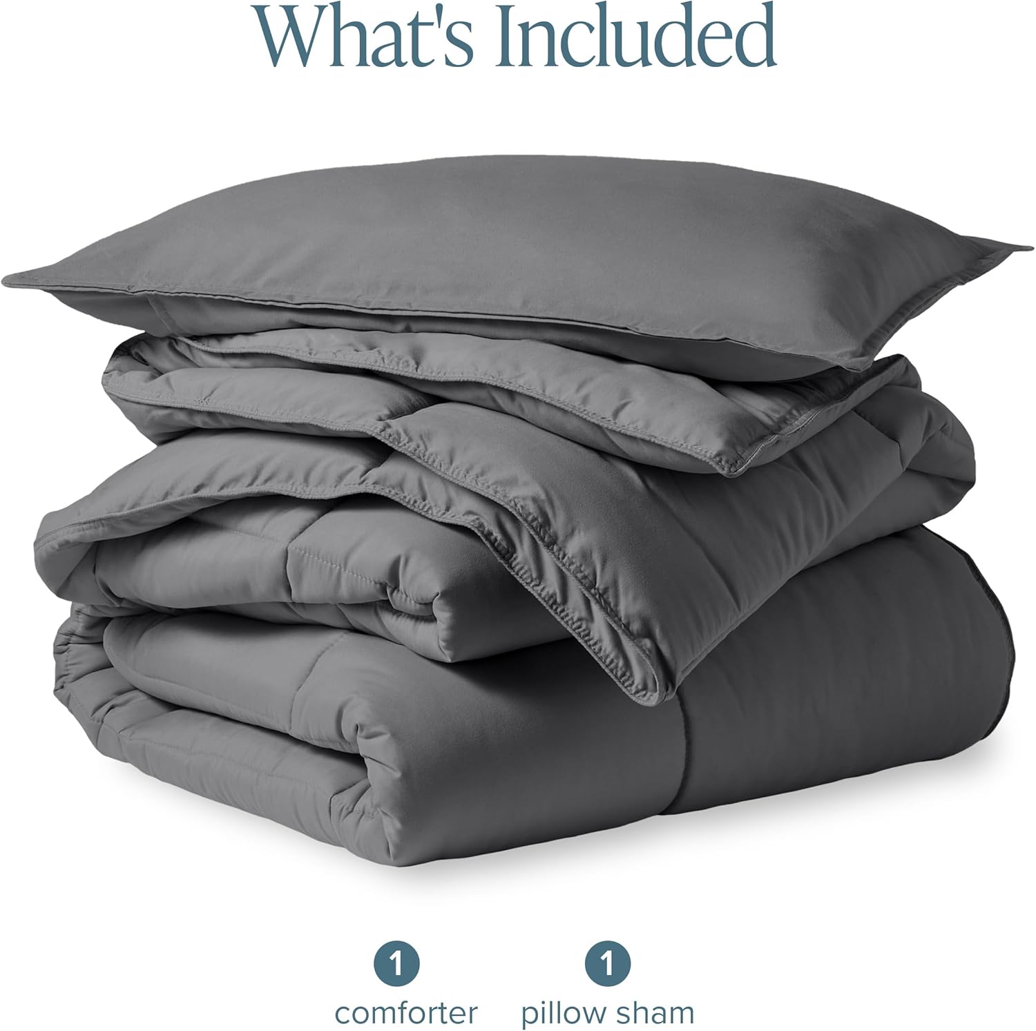 Thumbnail 6 de Bare Home Comforter Set - Twin XL, Ultra-Soft Goose Down Alternative (Grey)