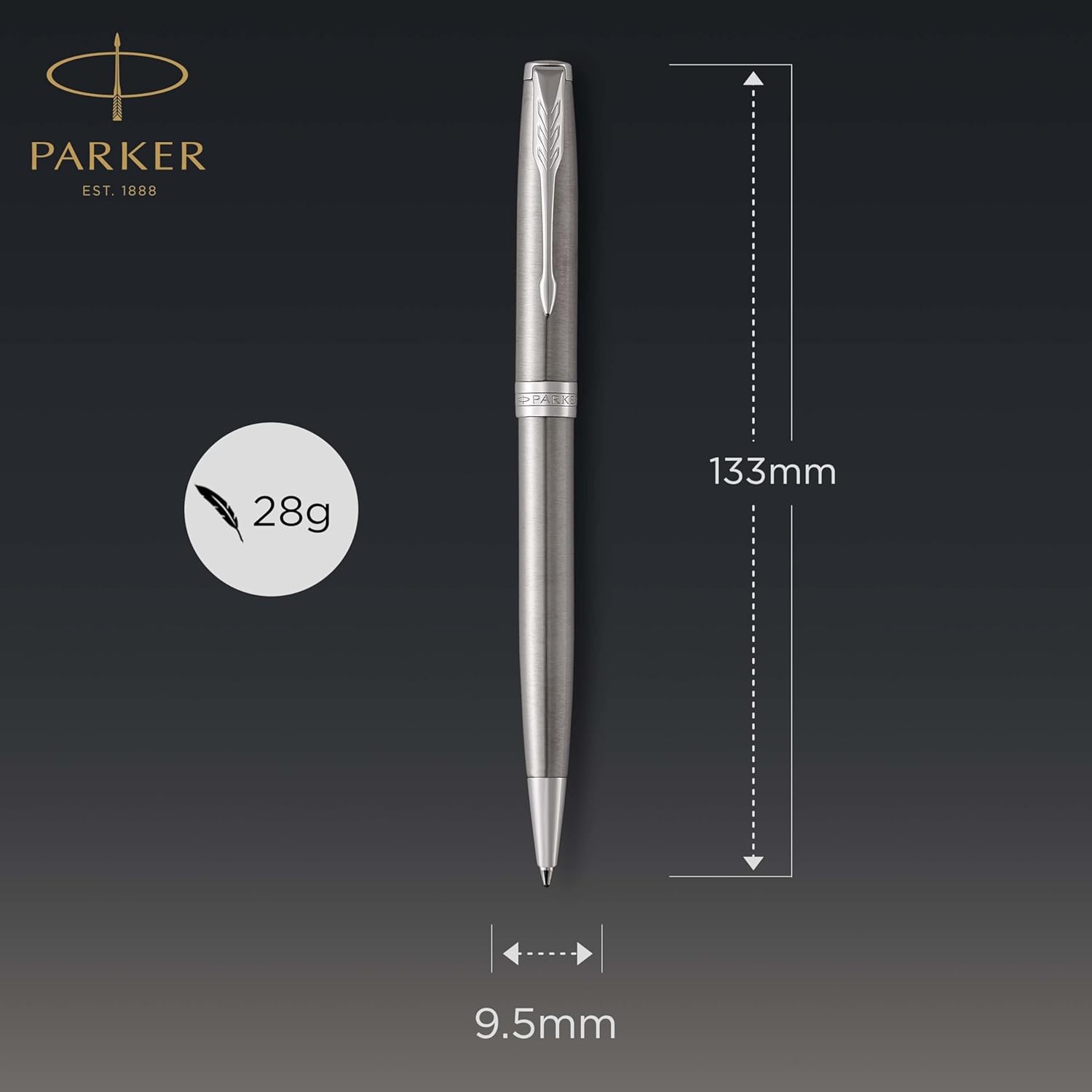 Thumbnail 1 de Parker Sonnet stylo bille luxe en acier inoxydable, finition palladium, pointe moyenne, encre noire