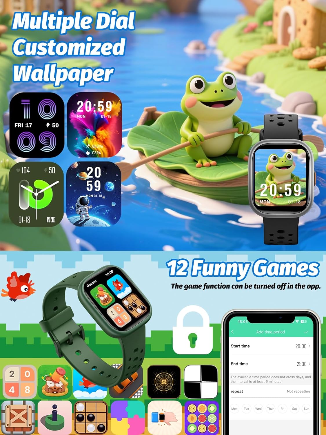 Thumbnail 6 de teslahero Upgraded Kids Smart Watch 1.85