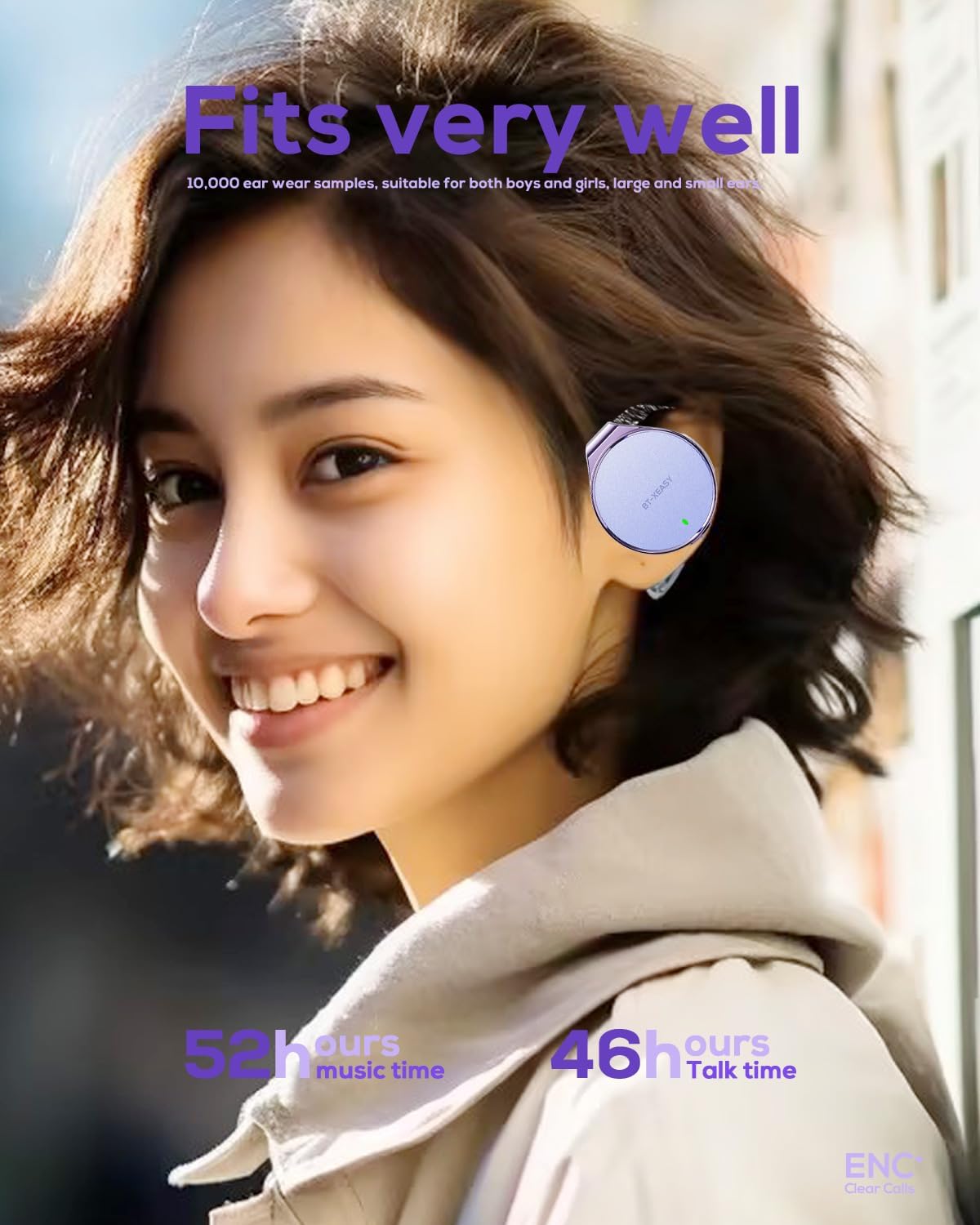 Detalle 2 de Micool Open-Ear Bluetooth-Kopfhörer BT-X Easy Clip-On mit ANC/ENC, 5.4, inkl. Ladecase