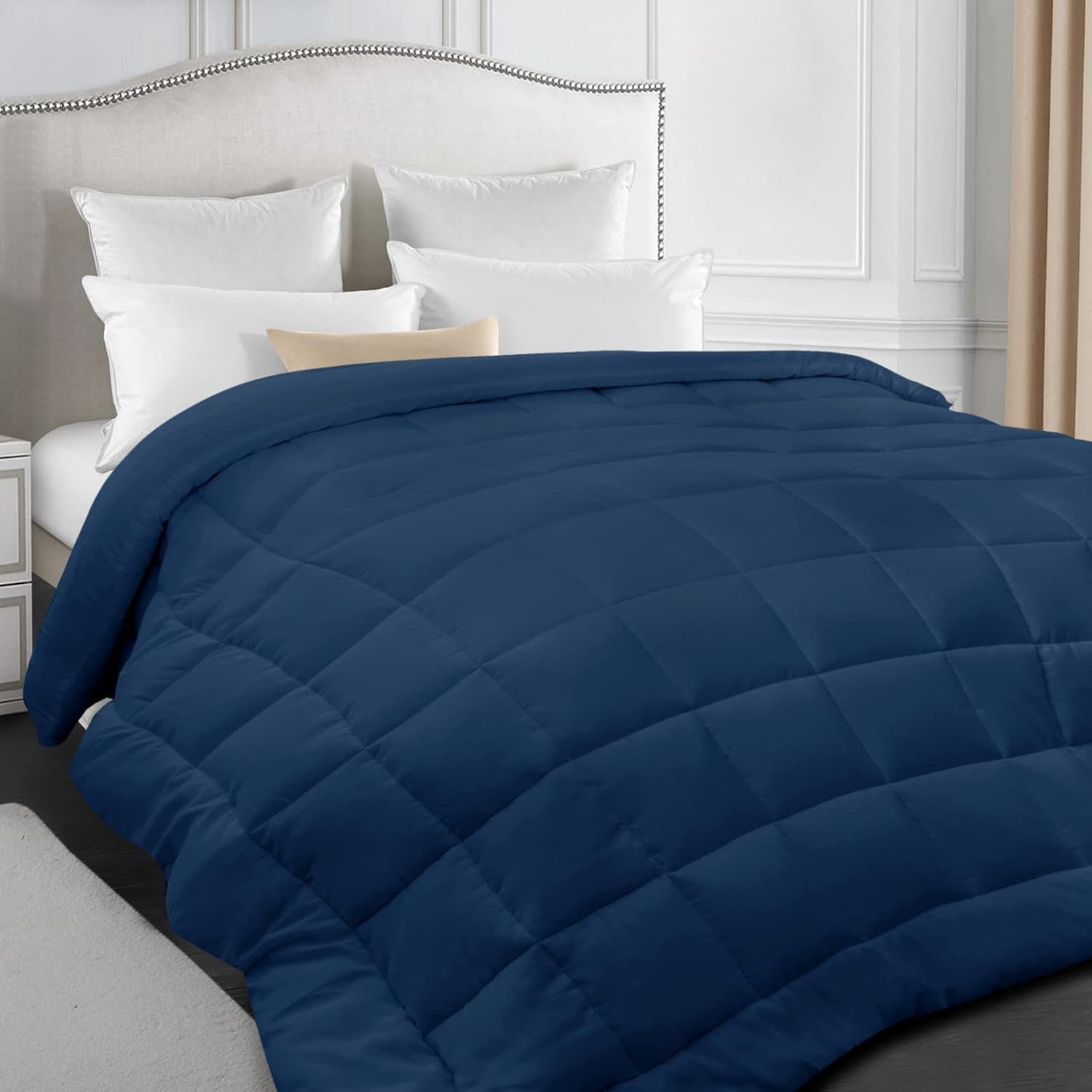 Detalle 1 de Moonsea MOON10768T Queen Comforter, Navy Microfiber, Lightweight All-Season Fill