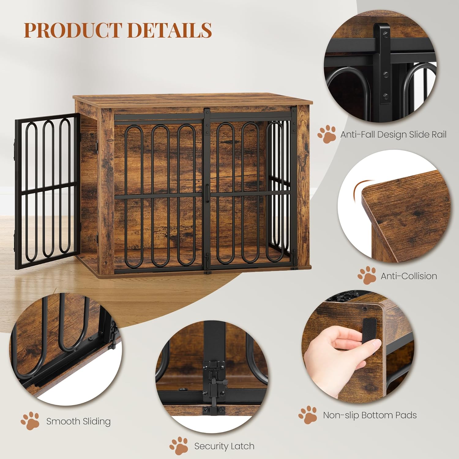 Thumbnail 5 de HEXCELEN Hundekäfig-Möbel 81 cm Hundebox aus Holz