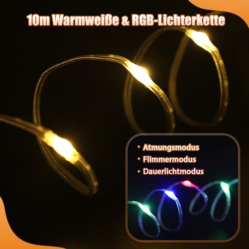 Detalle de Yizhet 10m Camping Lichterkette Olivgrün – vielseitige LED-Beleuchtung für draußen
