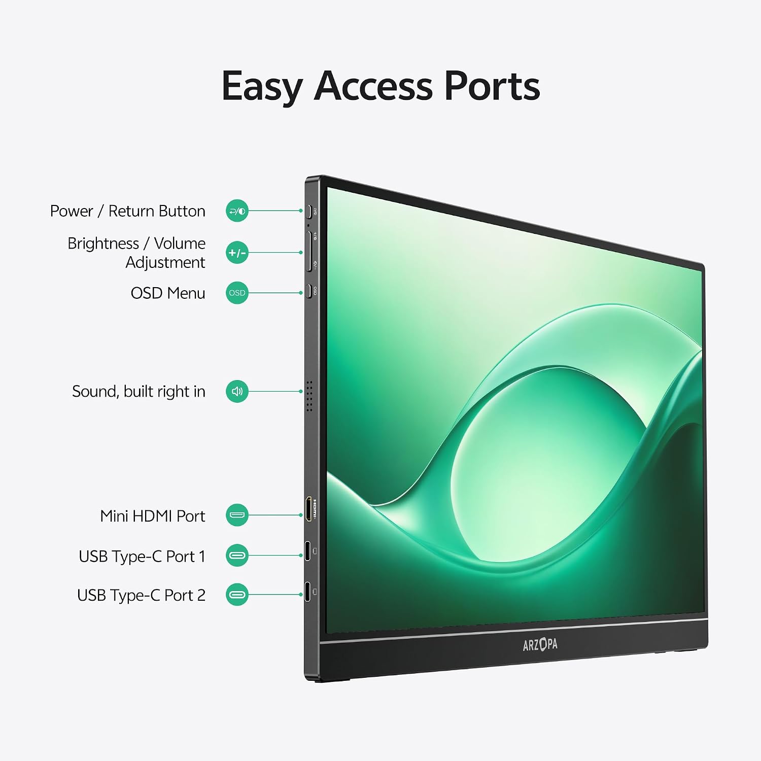 Thumbnail 6 de ARZOPA Z1C 16.1-Inch Portable Monitor, FHD 1080p IPS, 100% sRGB
