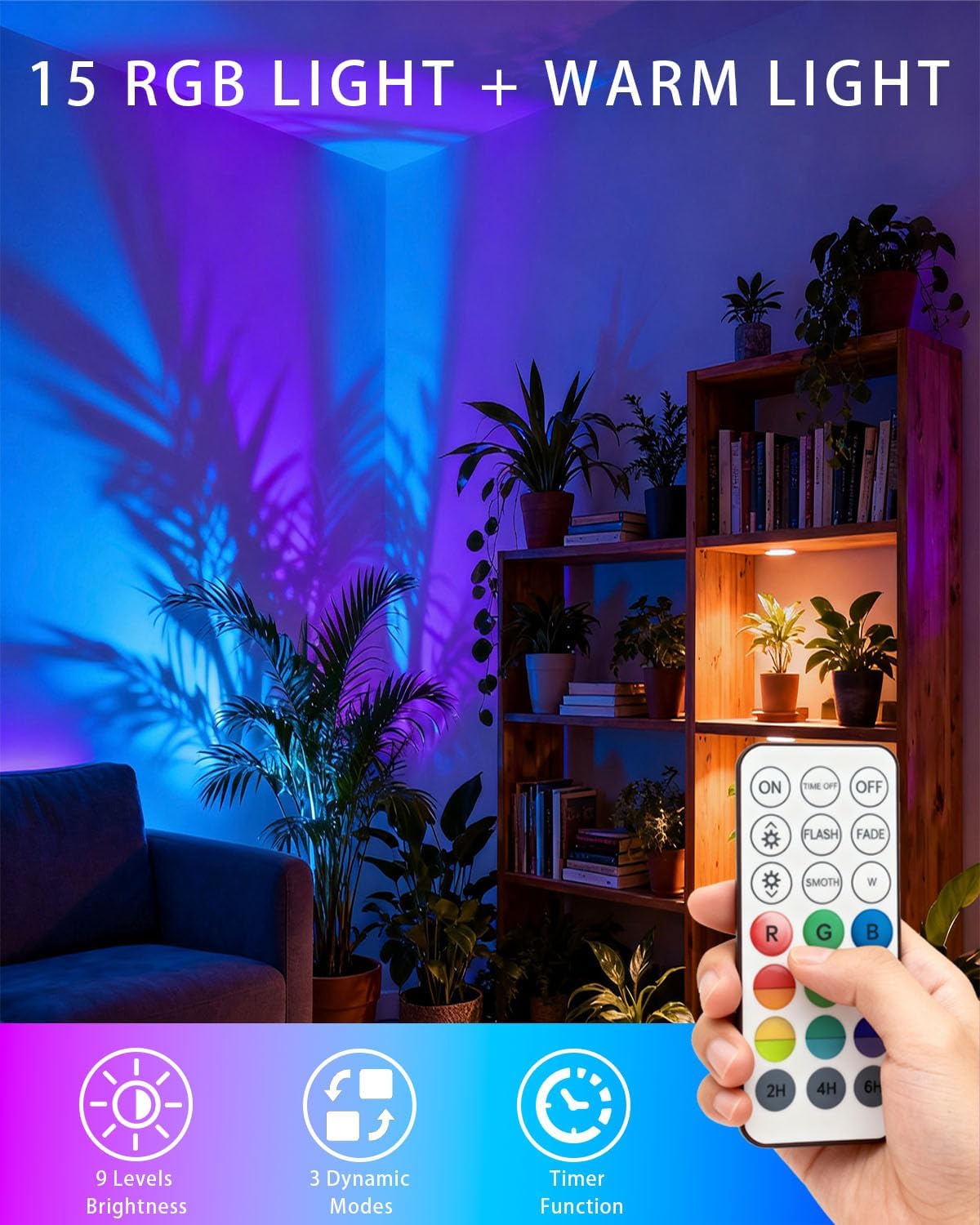 Thumbnail 1 de HomiShine LED Clip-on Spotlight with Remote: 5W RGB + Warm White, IP65