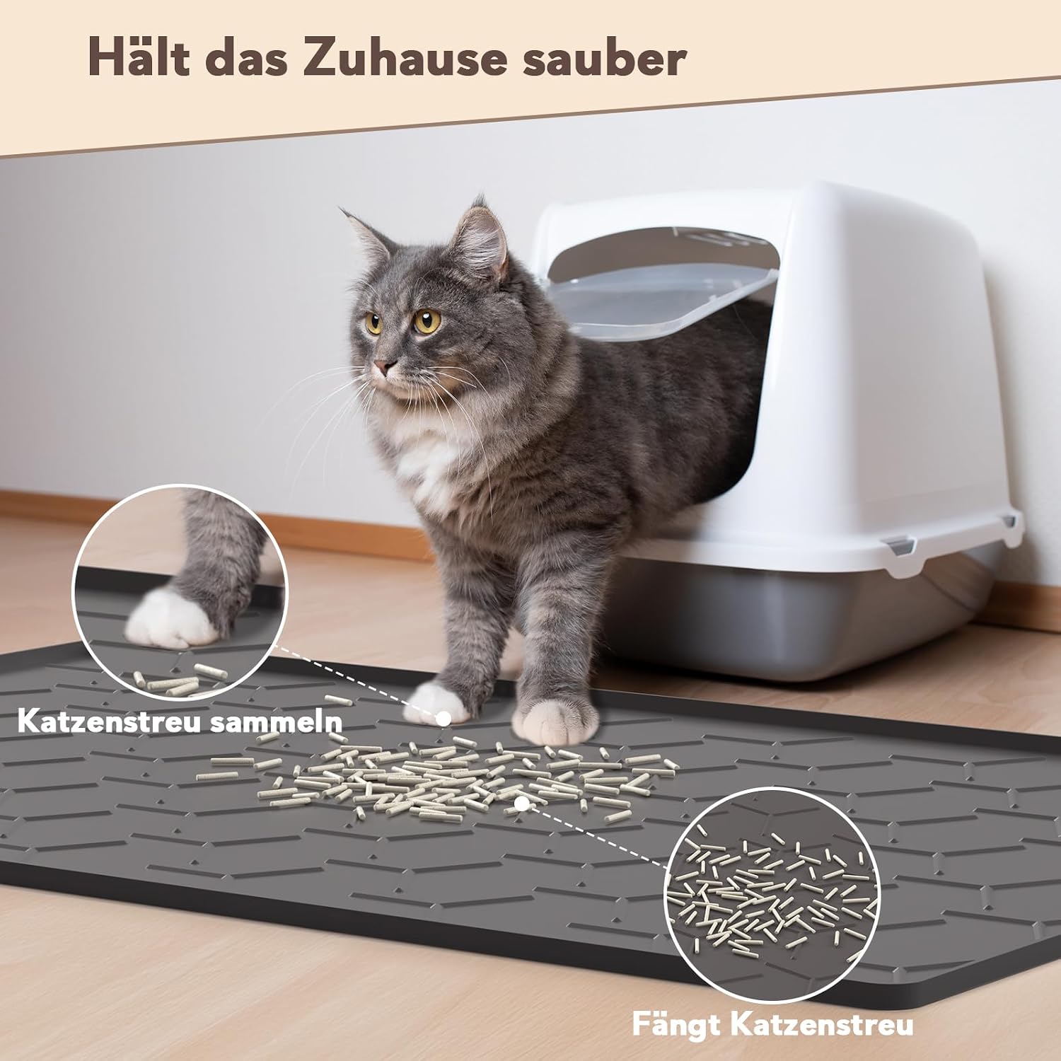 Thumbnail 1 de Garoopion Katzenklo Matte 86x56 cm – Silikon-Unterlage mit wasserdichtem Rand