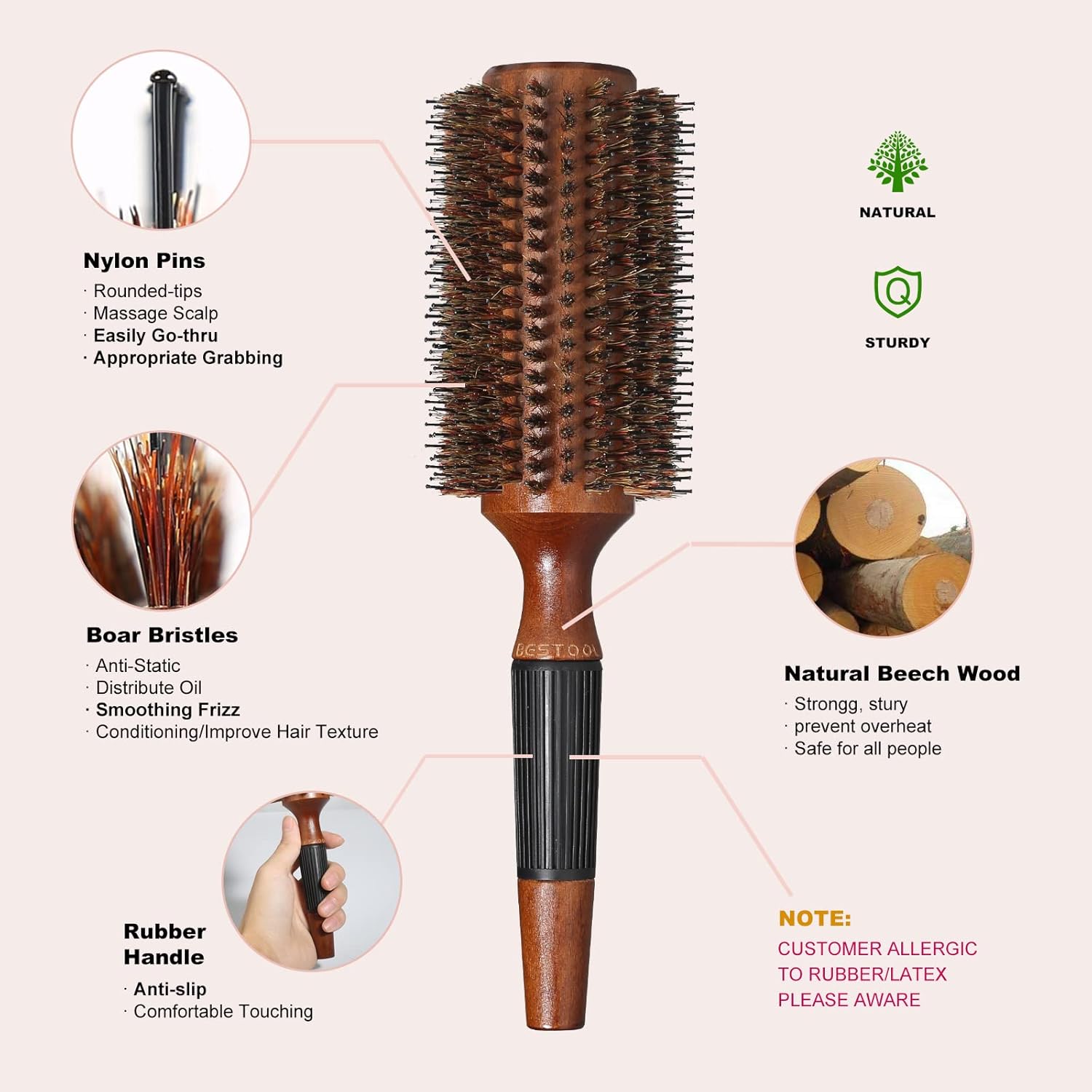 Detalle 2 de BESTOOL Brosse ronde 2.8 Inch 💇