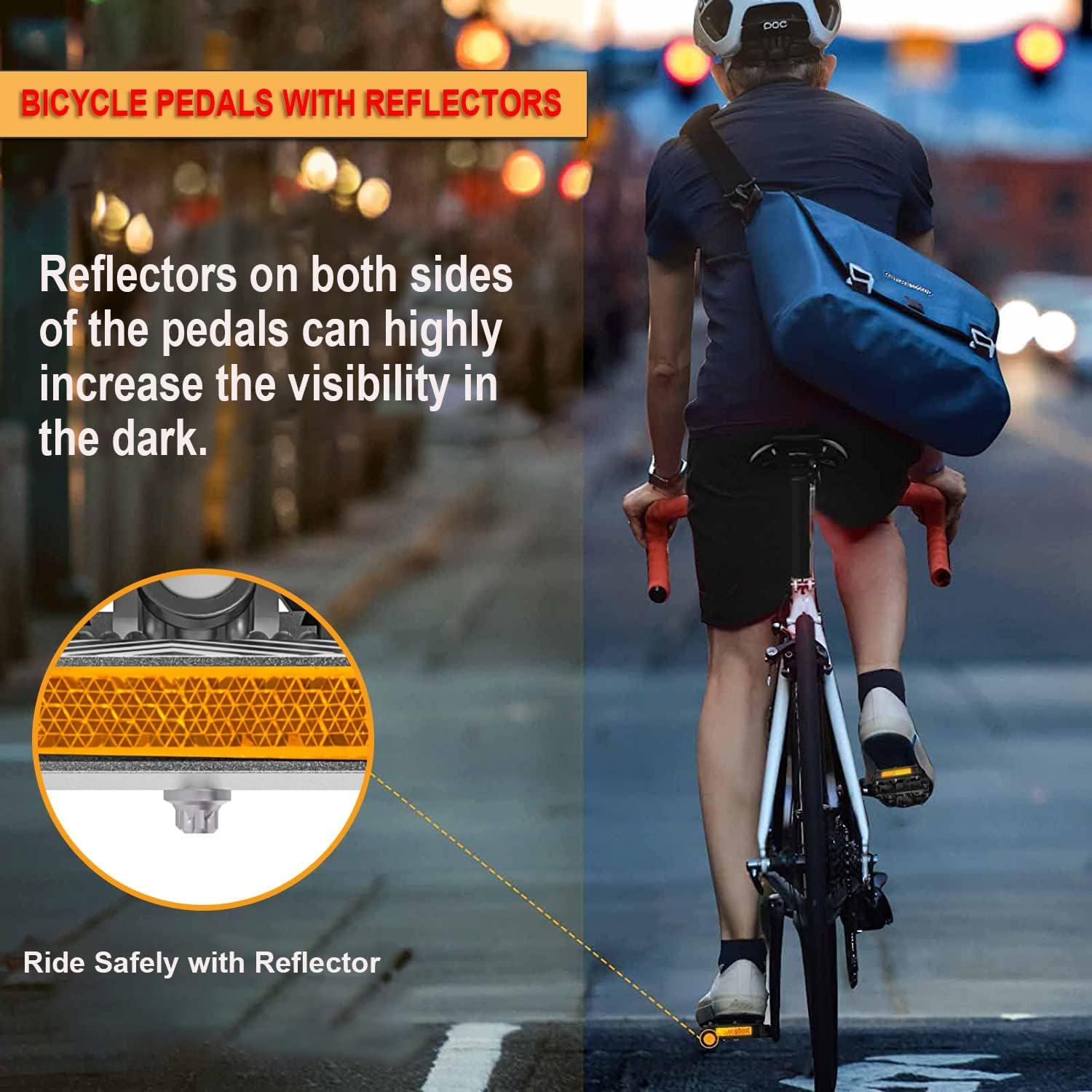 Thumbnail 5 de GEWAGE Pédales vélo SPD 2 en 1 plateforme + SPD avec réflecteurs (tige 9/16) pour VTT, route et vélos électriques