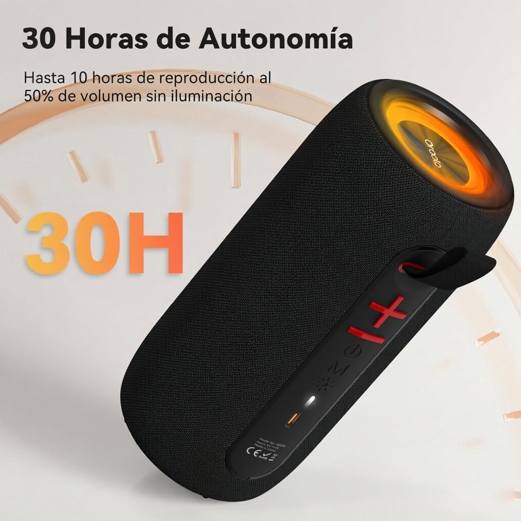 Thumbnail 6 de oraolo Enceinte Bluetooth puissante 24W mini portable IPX6 (Bluetooth 5.4, RGB, TWS, USB, AUX, TF, jusqu’à 30 h)